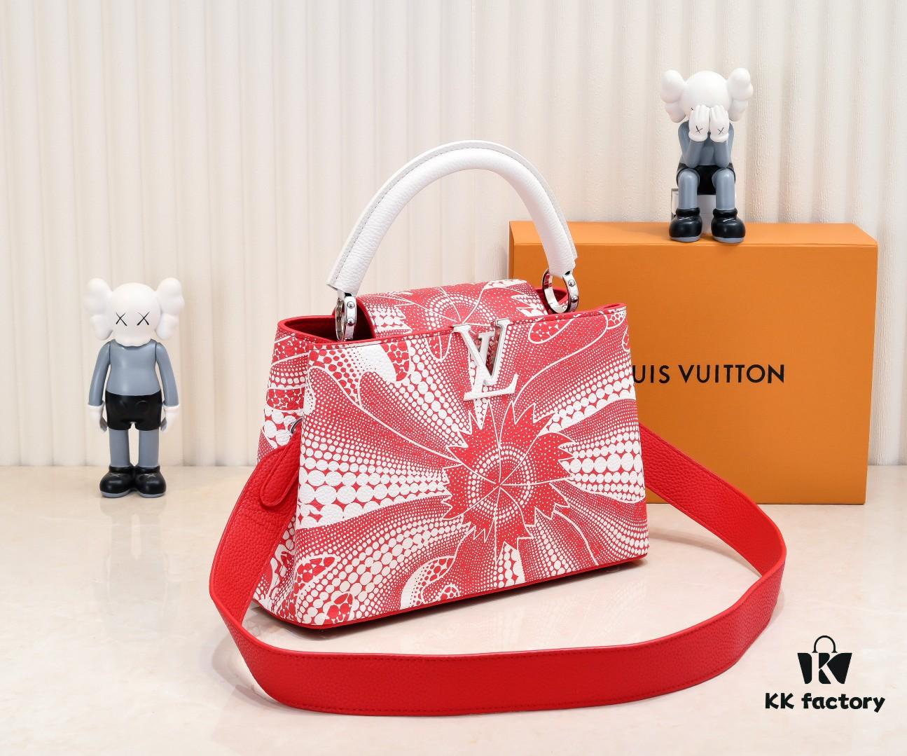 693074326e68136f4d9a60a5 Exclusive On-Site Photo - LV x YK Capucines BB Handbag M21705 from the Louis Vuitton x Yayoi Kusama Collaboration Series