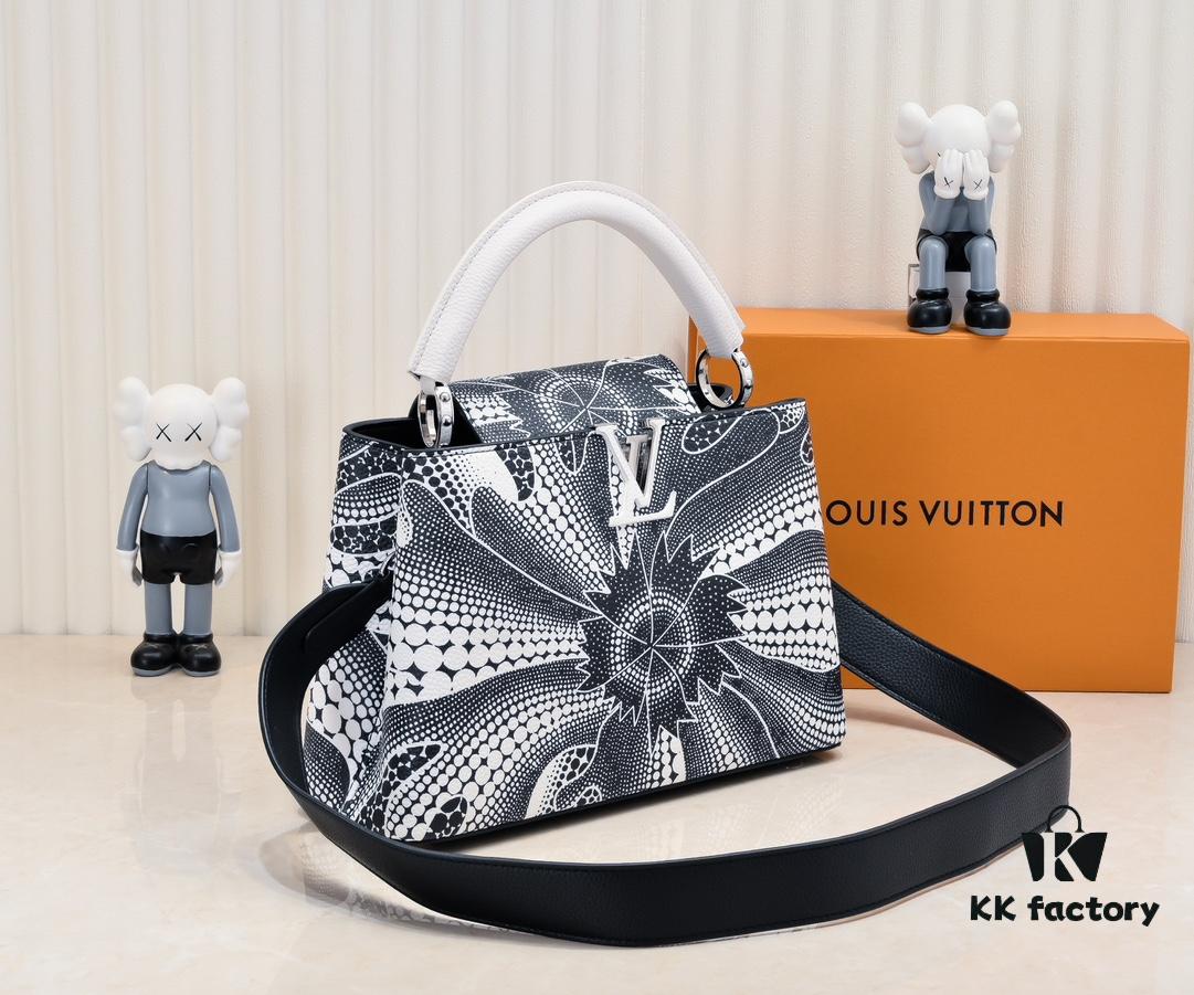 6930743a6e68136f4d9a60b8 Upgraded Version Black M21705 Louis Vuitton x Yayoi Kusama Collaboration Capucines MM Handbag