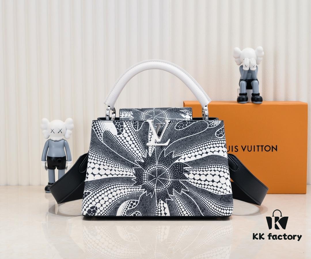 6930743b6e68136f4d9a60ba Upgraded Version Black M21705 Louis Vuitton x Yayoi Kusama Collaboration Capucines MM Handbag