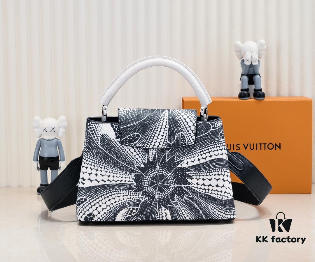 6930743c6e68136f4d9a60bc Upgraded Version Black M21705 Louis Vuitton x Yayoi Kusama Collaboration Capucines MM Handbag