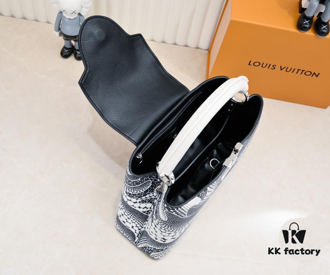 6930743c6e68136f4d9a60be Upgraded Version Black M21705 Louis Vuitton x Yayoi Kusama Collaboration Capucines MM Handbag