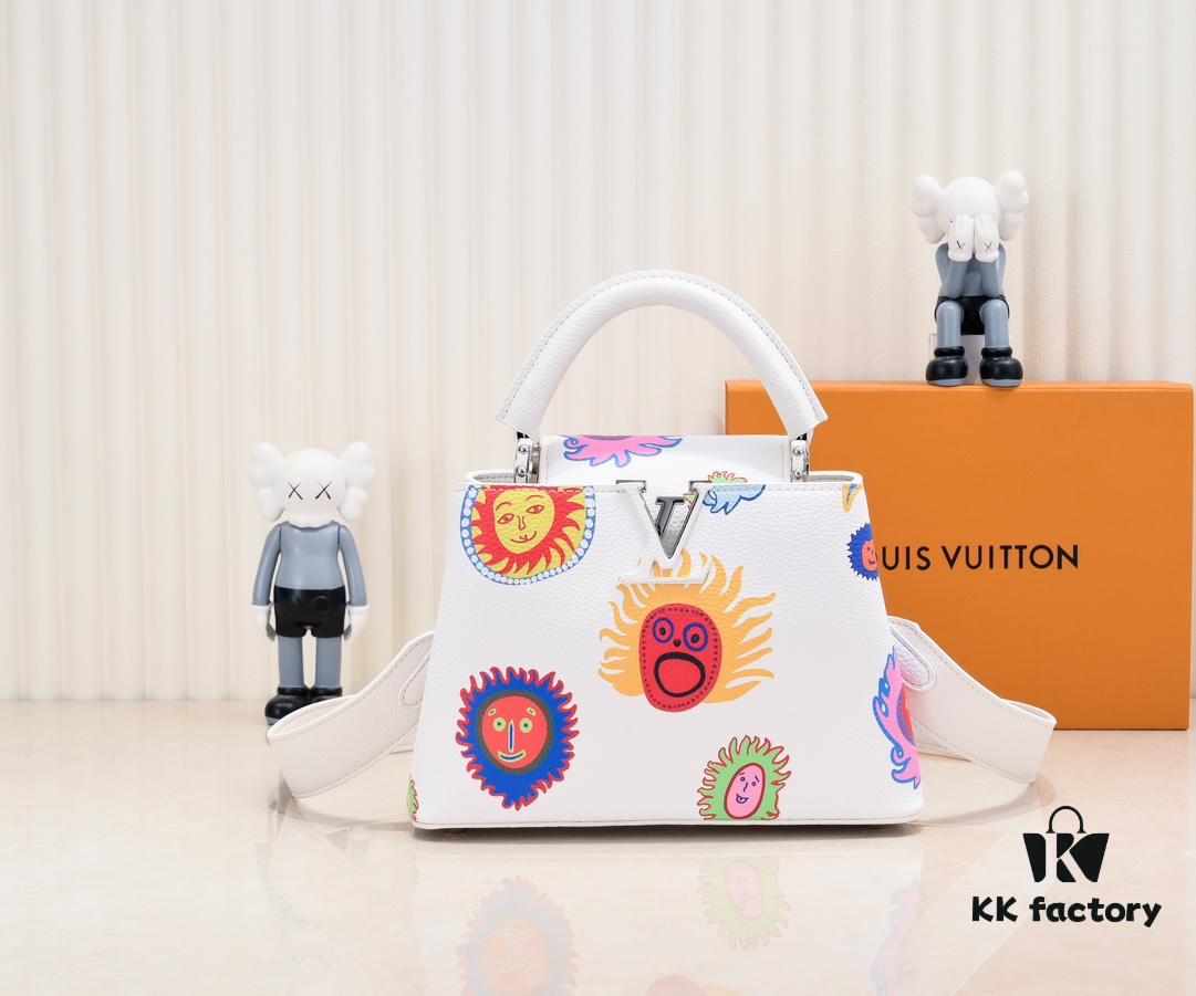6930743e6e68136f4d9a60bf Upgraded Version White M21727 Louis Vuitton x Yayoi Kusama Capsule Collection LV x YK Capucines BB Bag