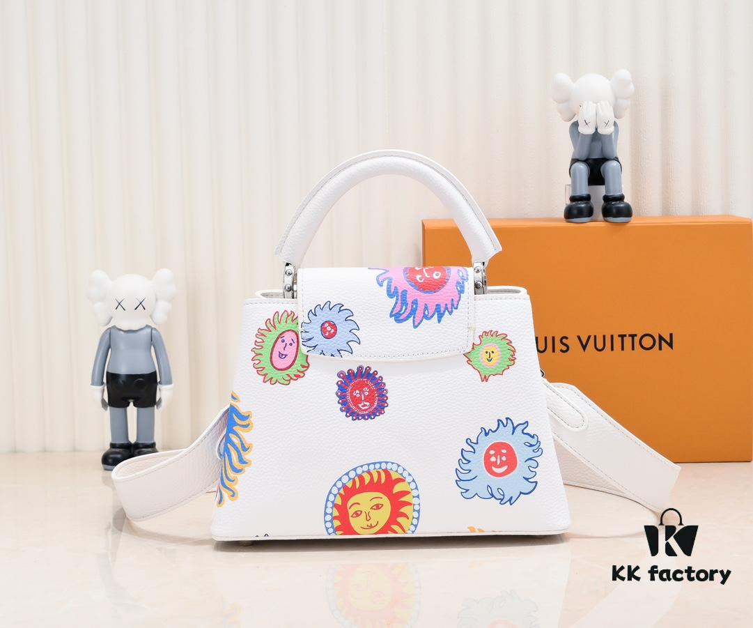 6930743f6e68136f4d9a60c2 Upgraded Version White M21727 Louis Vuitton x Yayoi Kusama Capsule Collection LV x YK Capucines BB Bag