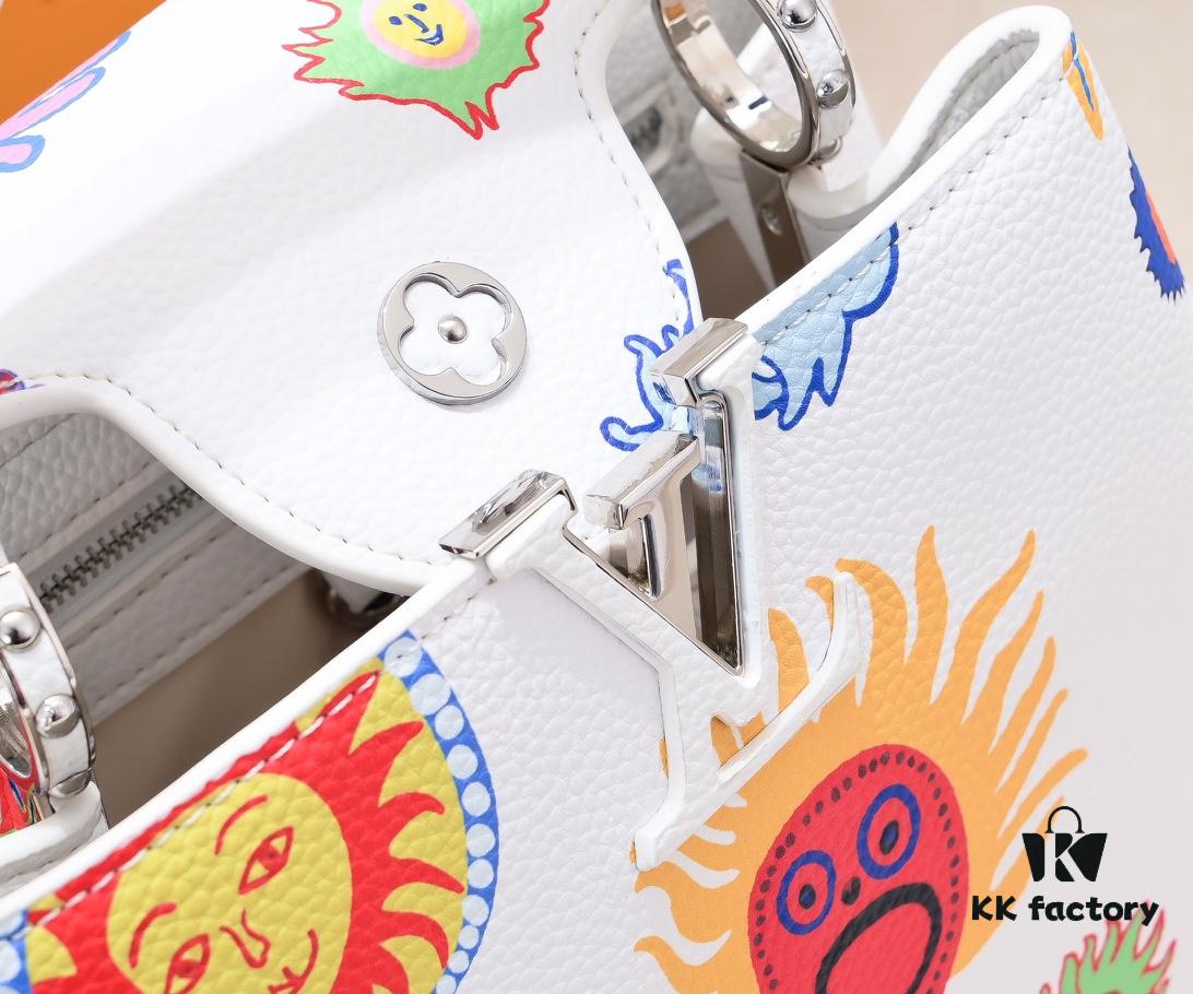693074406e68136f4d9a60c4 Upgraded Version White M21727 Louis Vuitton x Yayoi Kusama Capsule Collection LV x YK Capucines BB Bag