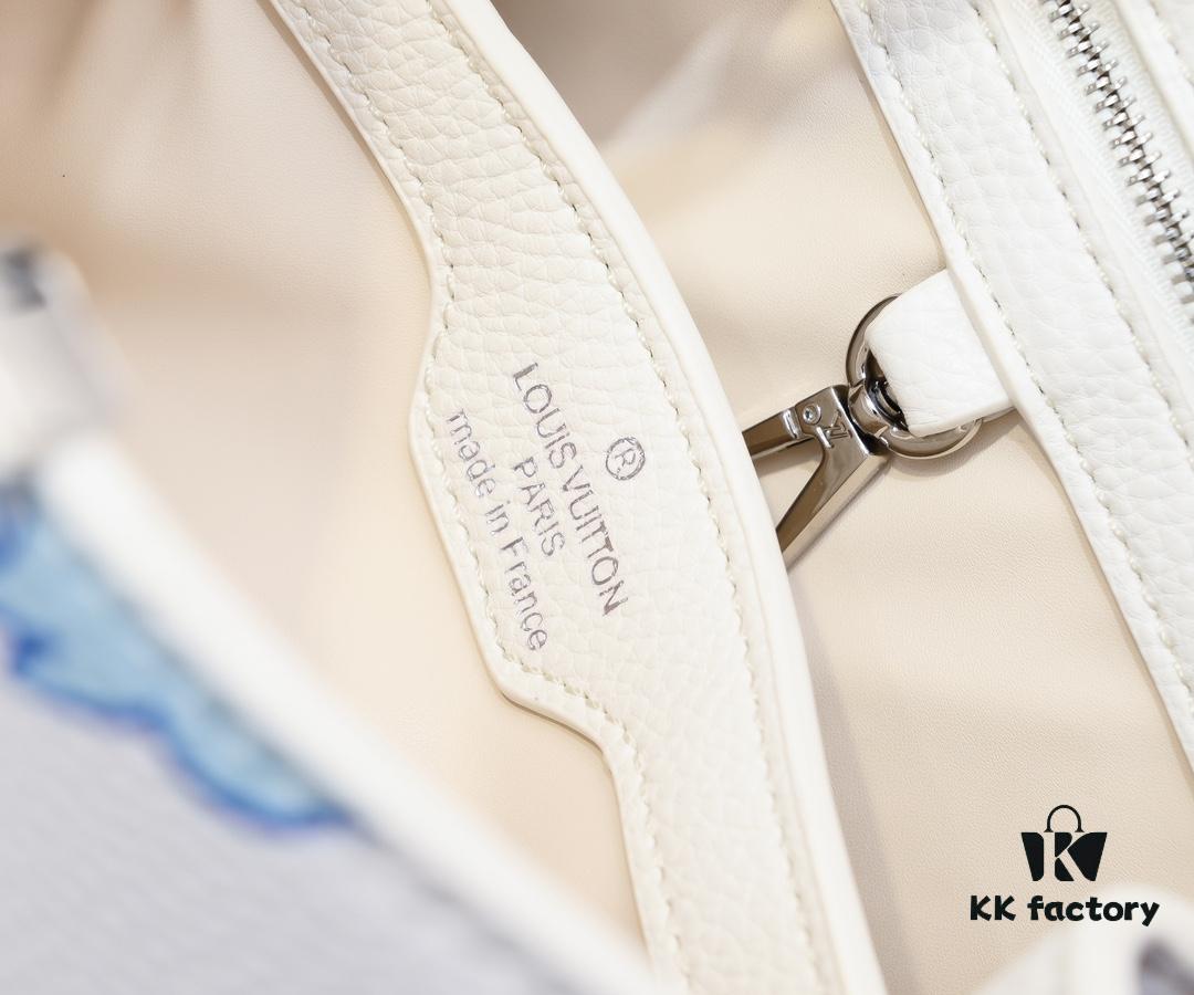 693074406e68136f4d9a60c5 Upgraded Version White M21727 Louis Vuitton x Yayoi Kusama Capsule Collection LV x YK Capucines BB Bag