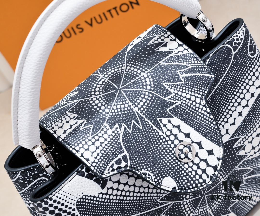 693074506e68136f4d9a60e9 Upgraded Version Black M21705 Louis Vuitton x Yayoi Kusama Collaboration Capucines MM Handbag