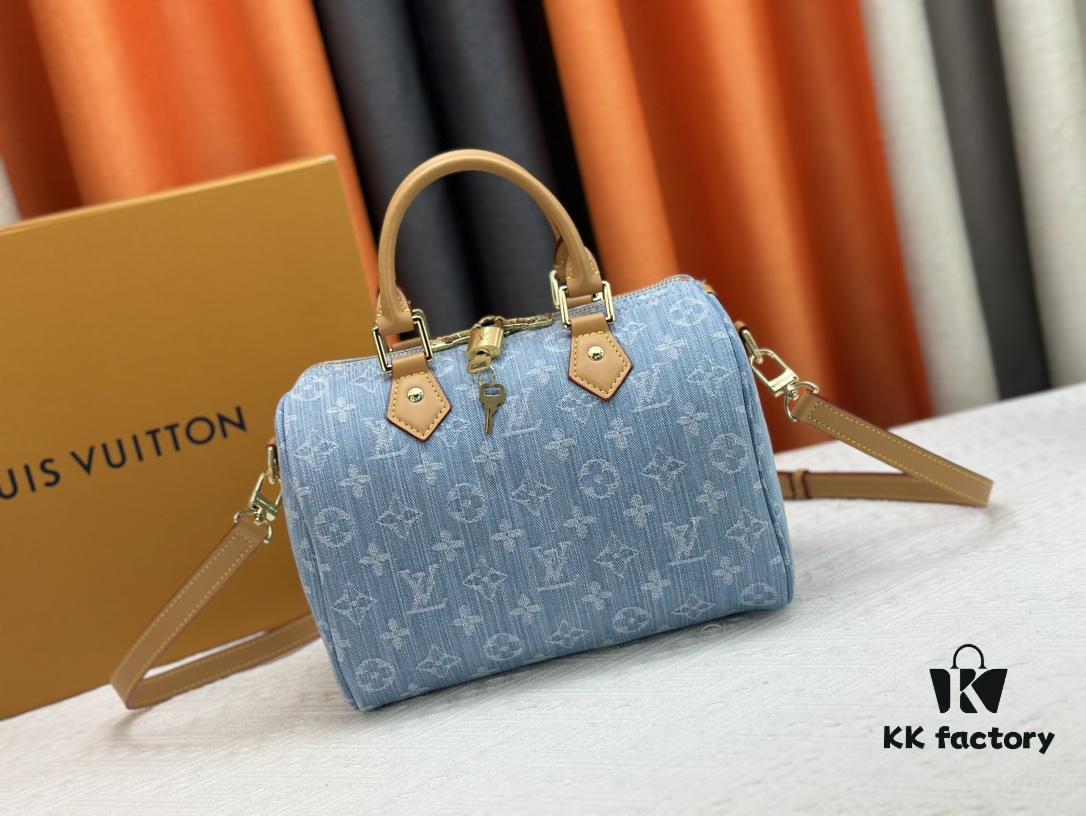 6930748c6e68136f4d9a6167 LV SPEEDY 25 Handbag in Light Blue Denim M11213 M40391 M40392