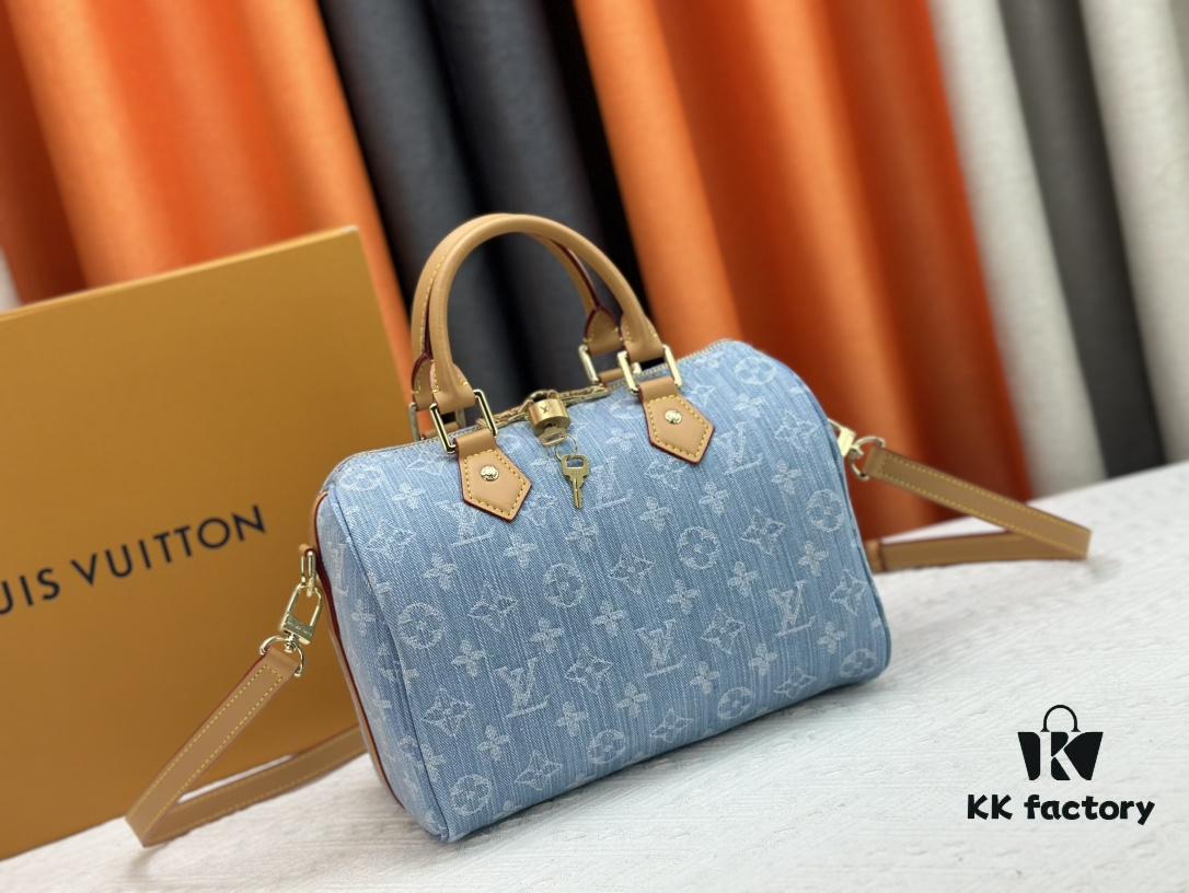 6930748c6e68136f4d9a6169 LV SPEEDY 25 Handbag in Light Blue Denim M11213 M40391 M40392