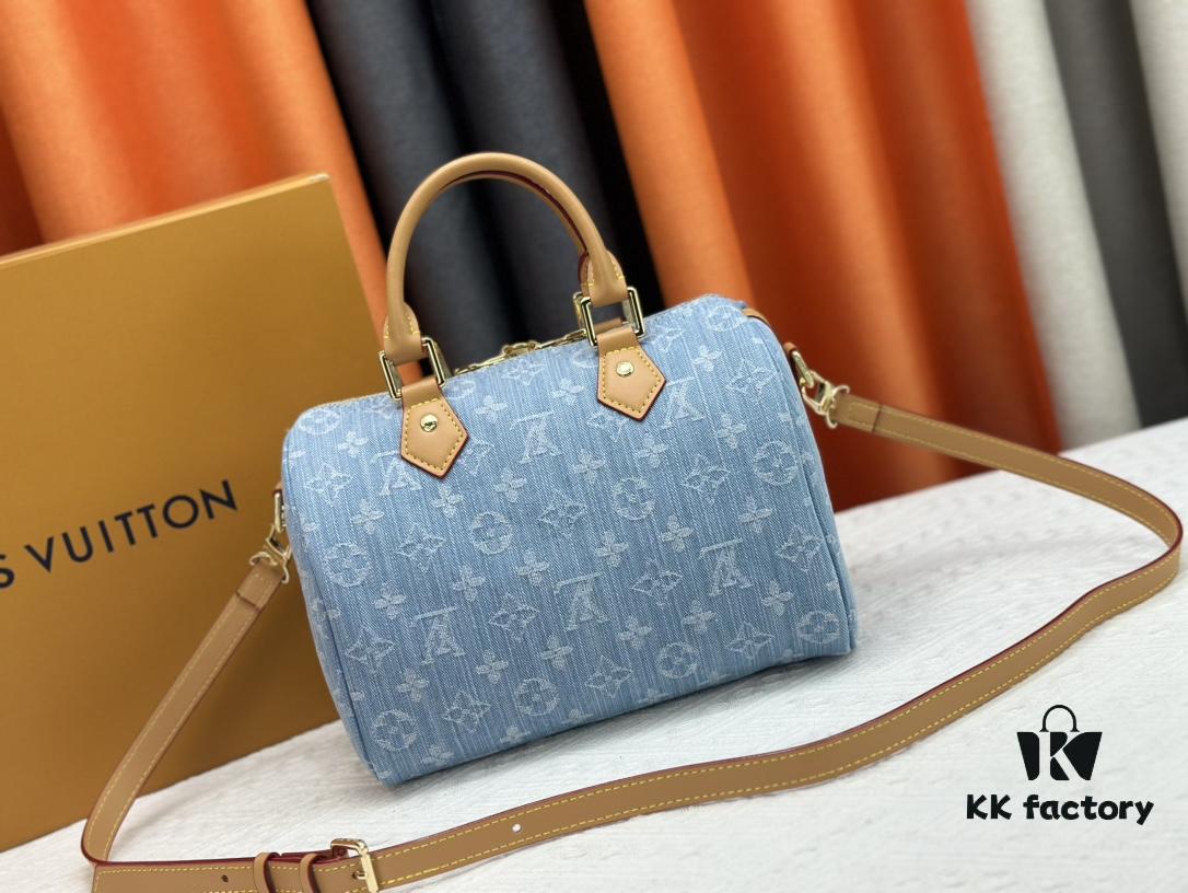 6930748c6e68136f4d9a616c LV SPEEDY 25 Handbag in Light Blue Denim M11213 M40391 M40392