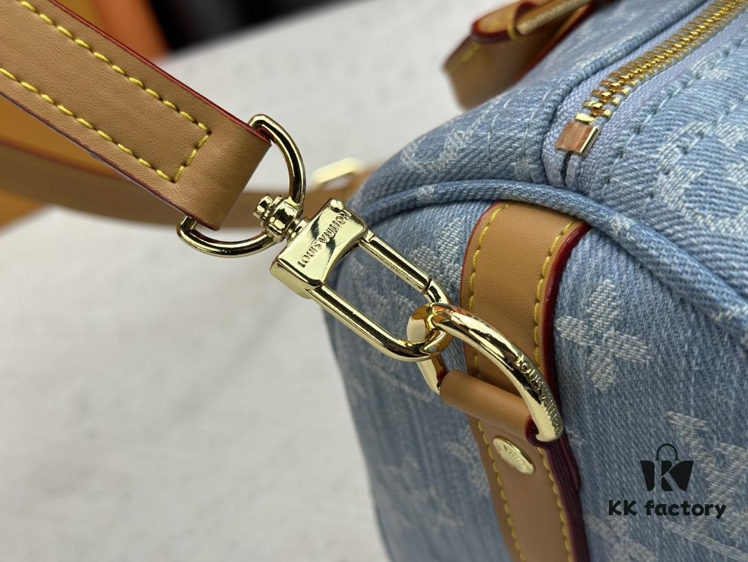6930748f6e68136f4d9a616f LV SPEEDY 25 Handbag in Light Blue Denim M11213 M40391 M40392