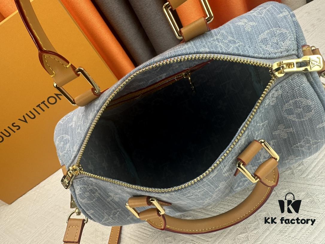 693074906e68136f4d9a6171 LV SPEEDY 25 Handbag in Light Blue Denim M11213 M40391 M40392