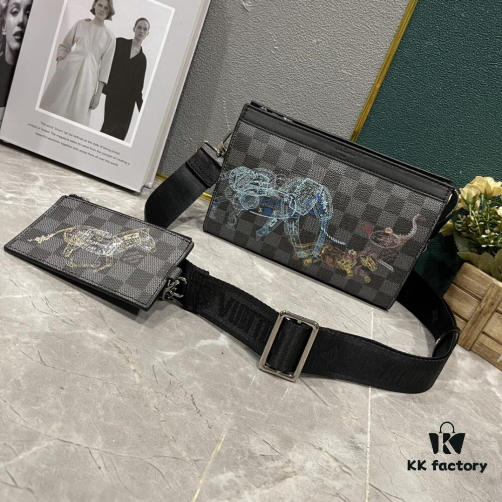 693074c26e68136f4d9a61de Upgraded 2-Piece Set M64608 M81115 M81972 M81124 M81753 M81431, Inspired by Louis Vuitton Pochette Voyage Clutch in Monogram Shadow Leather