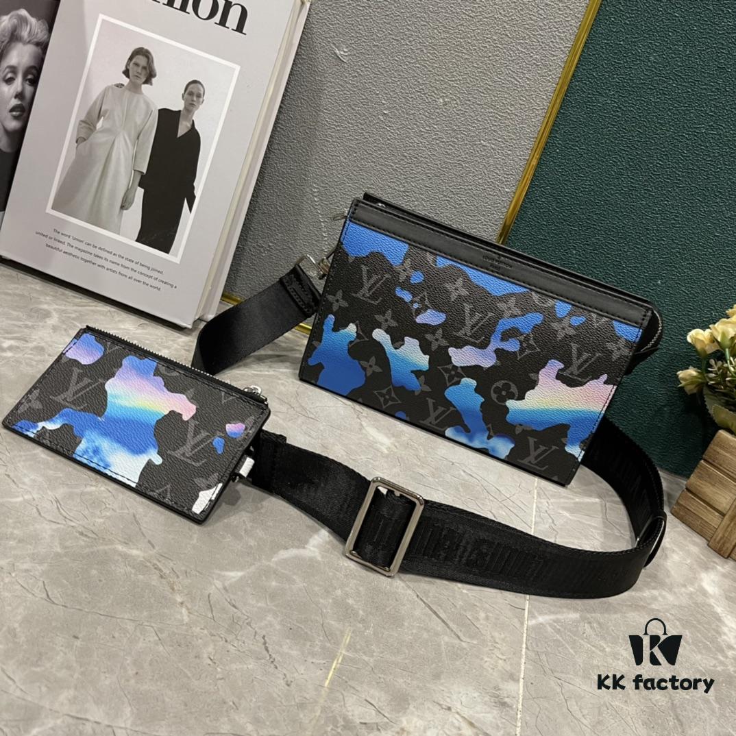 693074c76e68136f4d9a61e7 Upgraded 2-Piece Set M64608 M81115 M81972 M81124 M81753 M81431 Inspired by Louis Vuitton Pochette Voyage Clutch in Monogram Shadow Leather