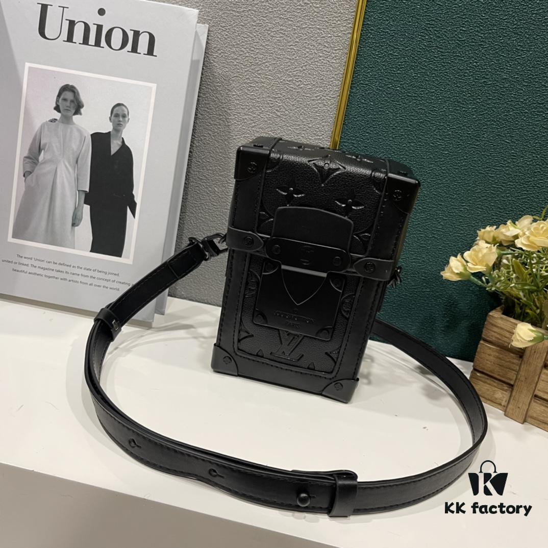 693074d46e68136f4d9a6202 Upgraded Version M82077 M82070 Black Flower, Aged Flower, Full Leather Embossing Latest Model Vertical Trunk Mini Phone Bag