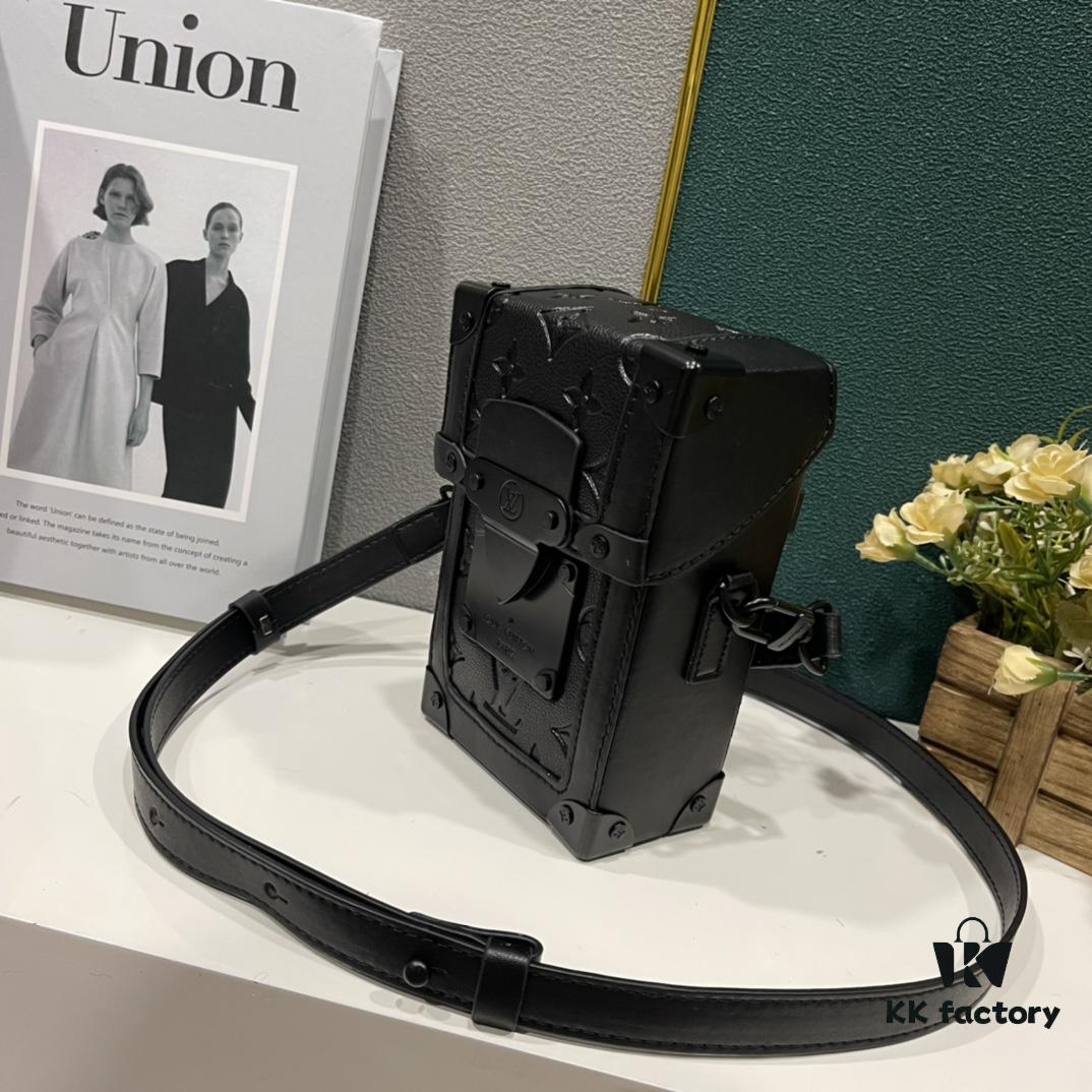 693074d56e68136f4d9a6203 Upgraded Version M82077 M82070 Black Flower, Aged Flower, Full Leather Embossing Latest Model Vertical Trunk Mini Phone Bag