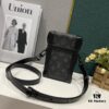 693074db6e68136f4d9a620c Upgraded Version M82077 M82070 Black Floral, Aged Floral, Full Leather Embossing Latest Model Vertical Trunk Mini Phone Bag