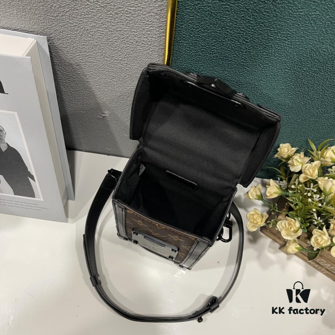 693074e26e68136f4d9a621b Upgraded Version M82077 M82070 Black Flower, Old Flower, Full Leather Embossing Latest Vertical Trunk Mini Bag