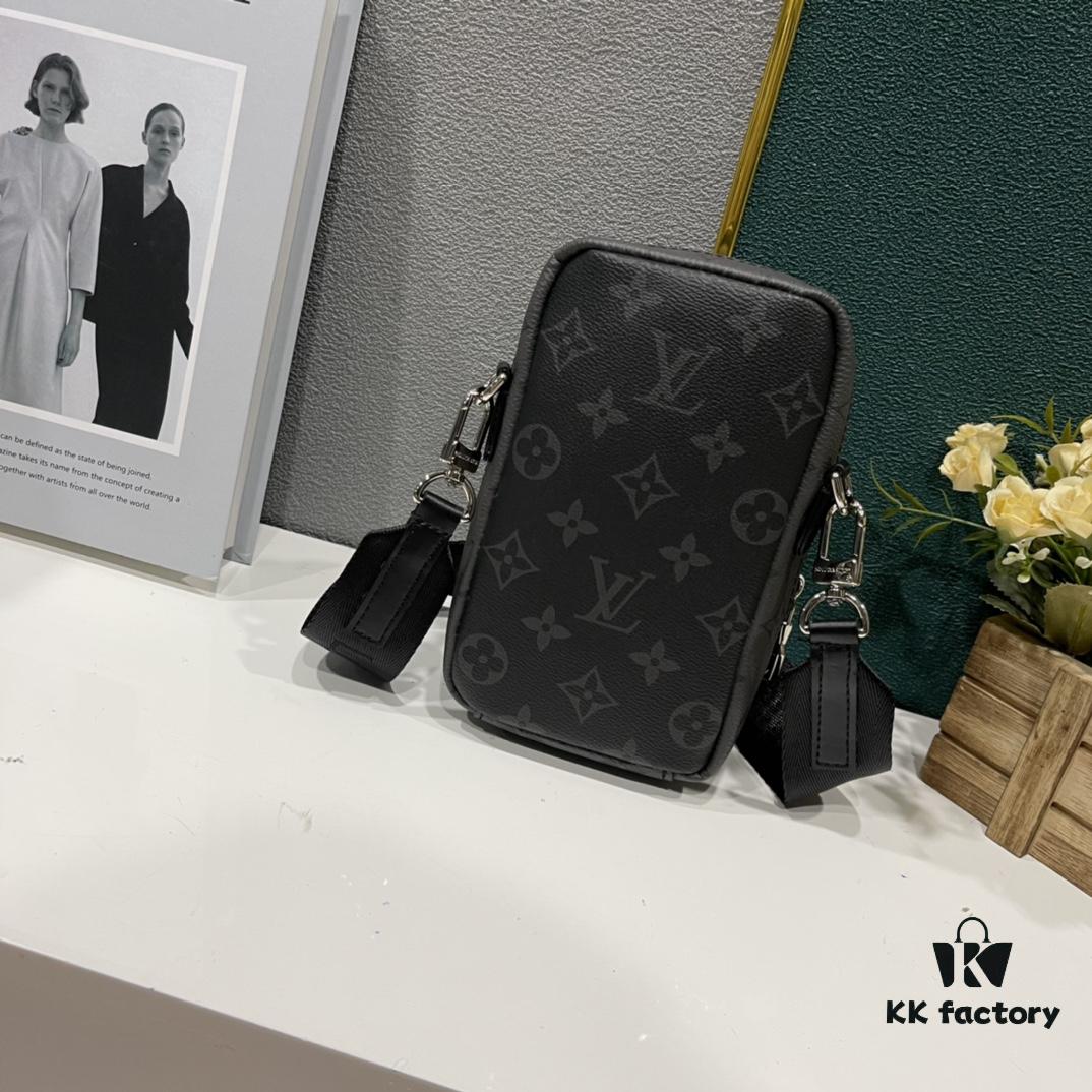 693075056e68136f4d9a625f Upgraded Version! Latest Release! M81321 M81323 M81005 Black Grey Floral, Black Embossed, Grey Embossed FLAP DOUBLE Phone Bag — A Capsule Collection by Japanese Designer and DJ Nigo in Collaboration with Virgil Abloh for Louis Vuitton. This Flap Double phone bag features a black-silver two-tone flap, messenger-style design, adjustable shoulder strap, ideal for carrying smartphones and small daily essentials.