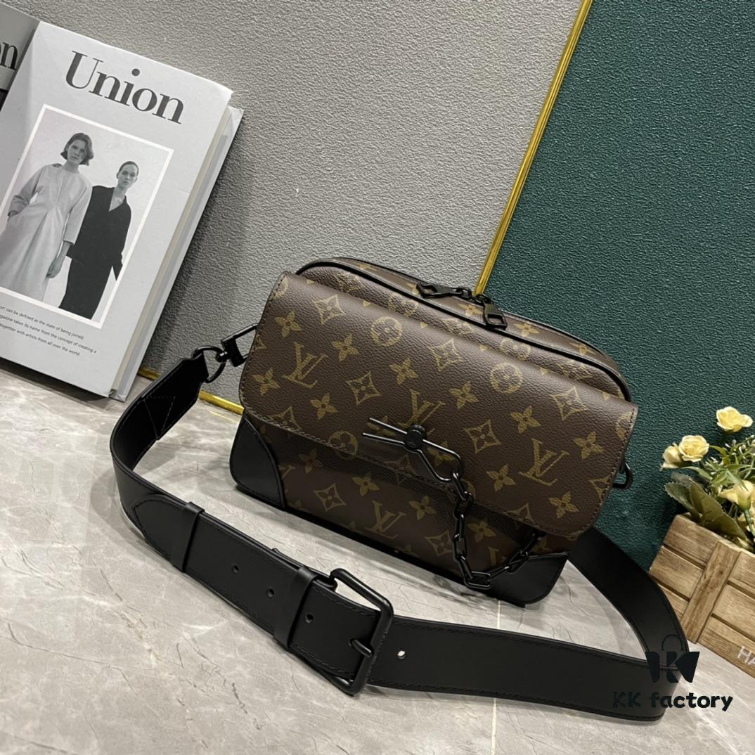 6930750e6e68136f4d9a626d Upgraded M46795 M23742 Black Floral Embossed Men's Latest Messenger Bag Steamer Collection