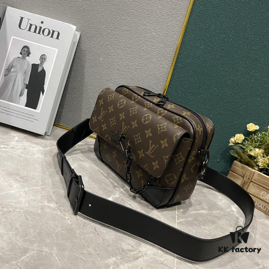 693075106e68136f4d9a6270 Upgraded M46795 M23742 Black Floral Embossed Men's Latest Messenger Bag Steamer Collection