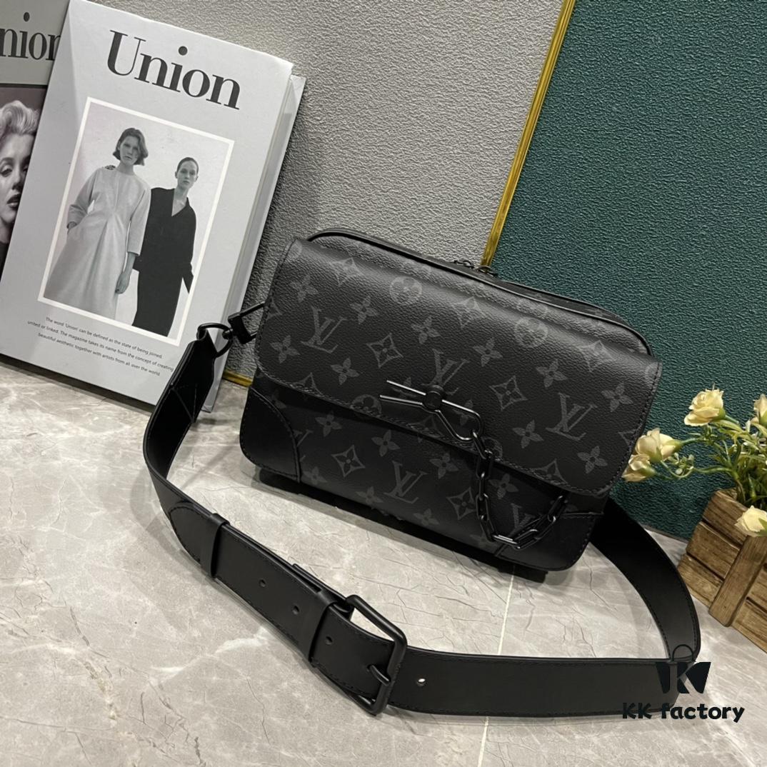 693075146e68136f4d9a6275 Upgraded M46795 M23742 Black Flower Embossed Latest Men's Steamer Messenger Bag