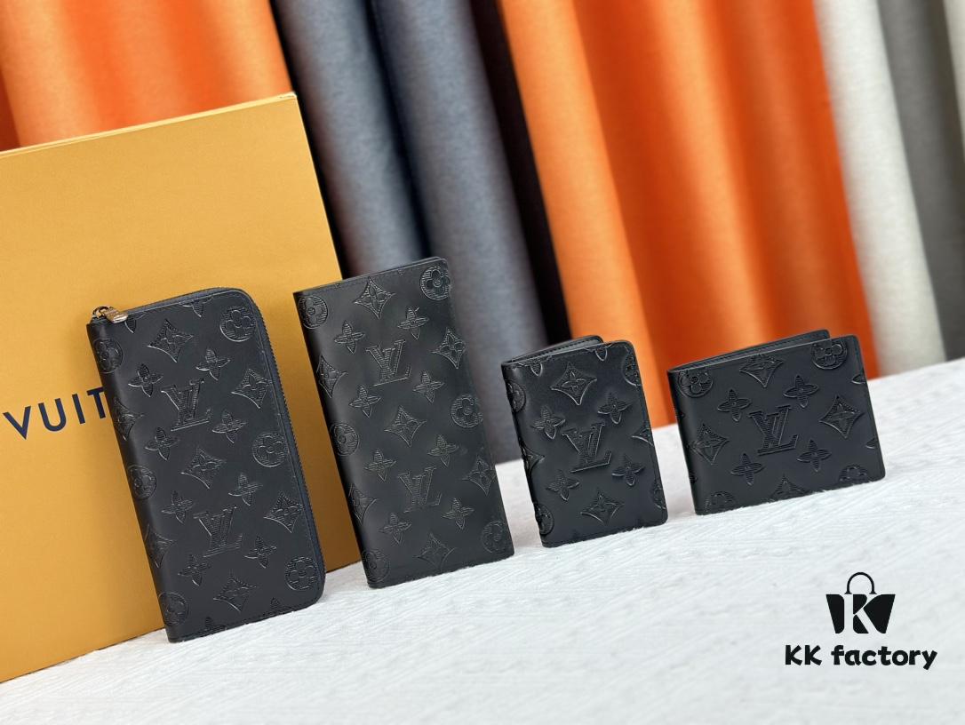 M62899 Wallet: This compact wallet reinterprets the classic design with Monogram Shadow leather. Soft cowhide is embossed with Louis Vuitton's iconic Monogram pattern, while interior compartments and card slots provide organized storage for everyday essentials.