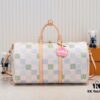 6930758c6e68136f4d9a637b Keepall Bandoulière 50 Travel Bag in Damier Golf Coated Canvas with M40667 Green Check and M40713 Pink Check
