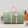 693075946e68136f4d9a6388 Keepall Bandoulière 50 Travel Bag in Damier Golf Coated Canvas with Green and Pink Check Pattern