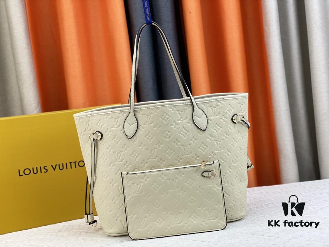 Upgraded Original Version [Exclusive Real Shot M45686 M40995] Small Flower-Pressed Classic Louis Vuitton Neverfull Tote Bag
