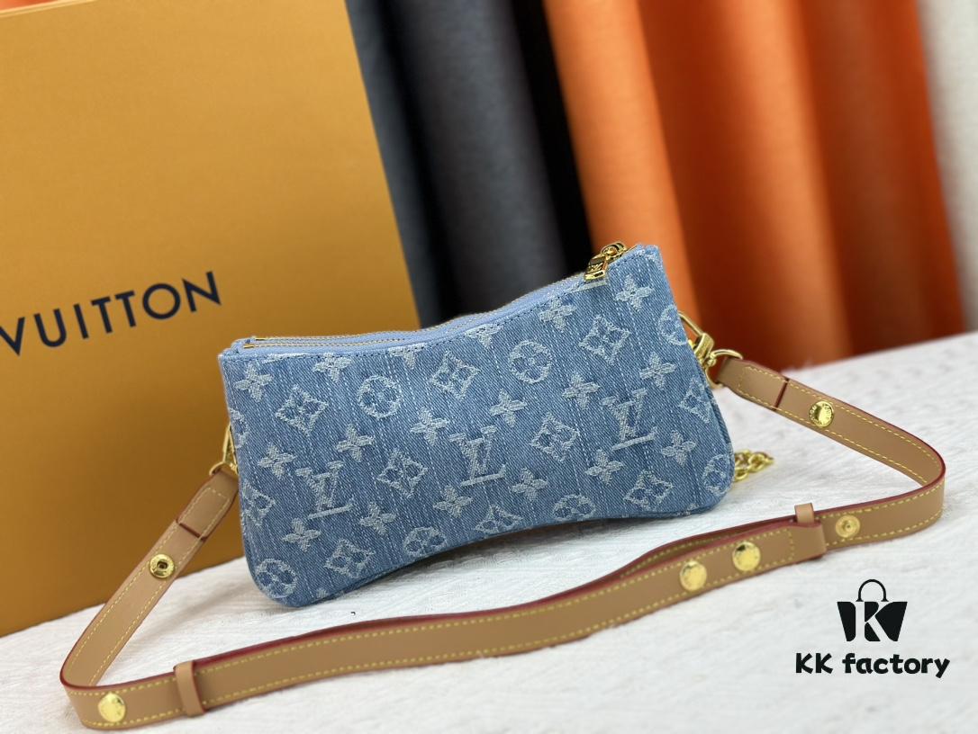 693075ac6e68136f4d9a63b4 M83003 M83532 Premium Original Monogram New Denim Liv Pochette Fits Snugly on Arm