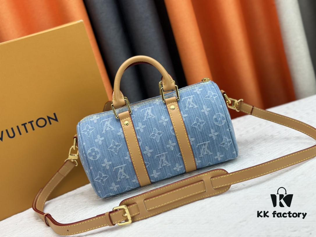 693075c56e68136f4d9a63e8 M46271 M20900 Light Blue Denim Keepall 25 Bag