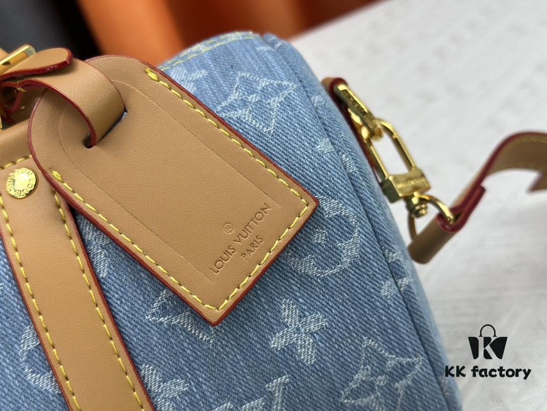 693075c76e68136f4d9a63ed M46271 M20900 Light Blue Denim Keepall 25 Bag