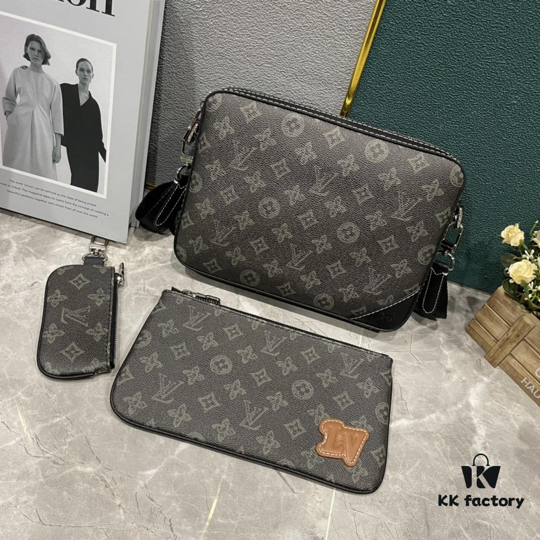 693075ca6e68136f4d9a63f2 Upgraded M46340 69443 45320 2022 Official New Arrival 3D Printed Trio Messenger Bag Embodying the Trendy Charm of Damier Spray
