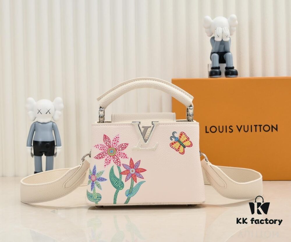 6930760e6e68136f4d9a647c Upgraded Version M21754 White LV x YK Capucines Mini Bag