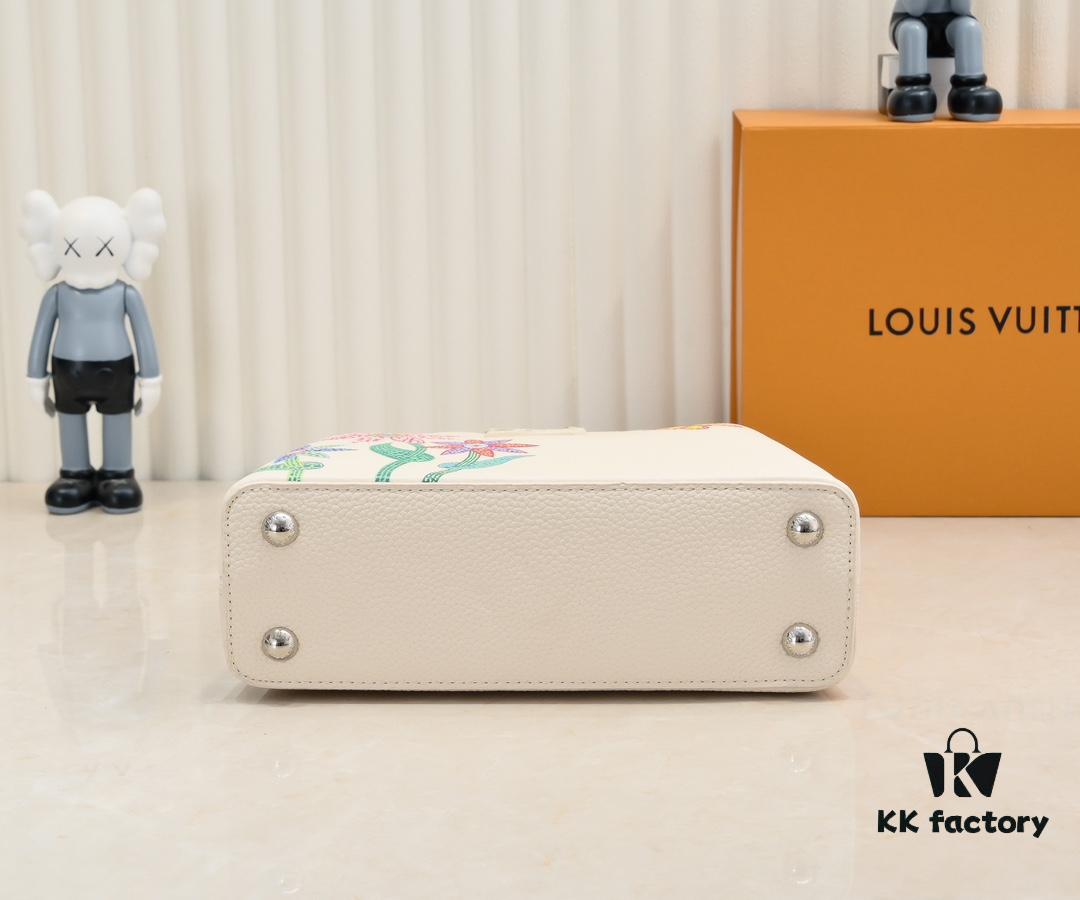 693076136e68136f4d9a6489 Upgraded Version M21755 White LV x YK Capucines Small Handbag