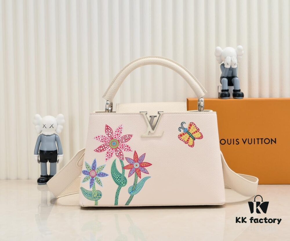693076156e68136f4d9a648f Upgraded Version M21756 White LV x YK Capucines Medium Handbag