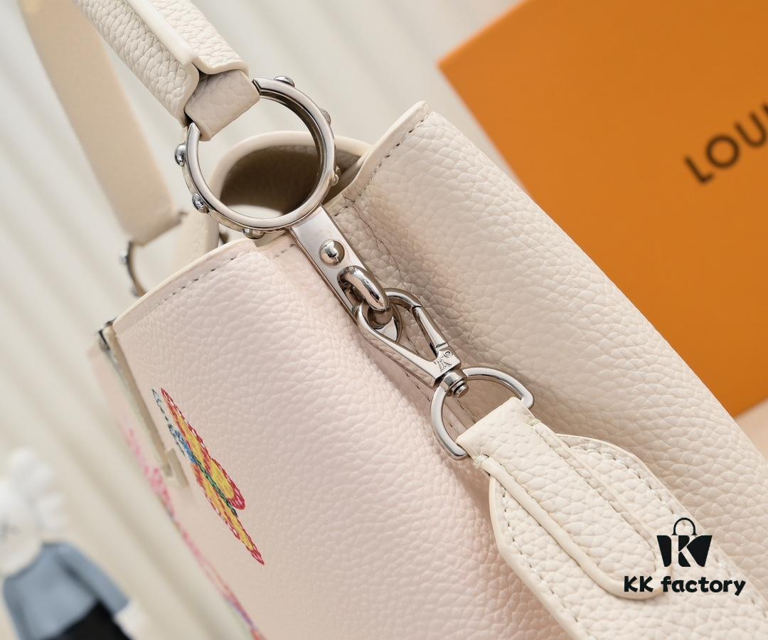 693076176e68136f4d9a6492 Upgraded Version M21756 White LV x YK Capucines Medium Handbag