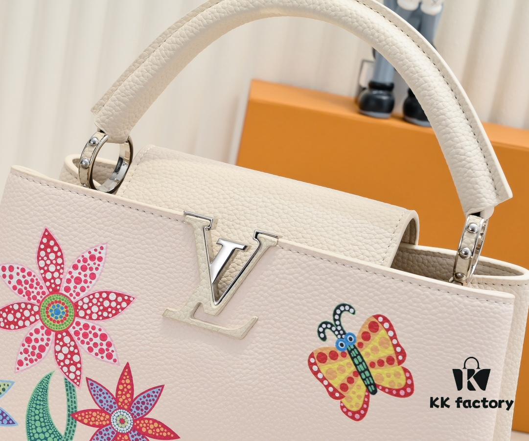 693076186e68136f4d9a6493 Upgraded Version M21756 White LV x YK Capucines Medium Handbag