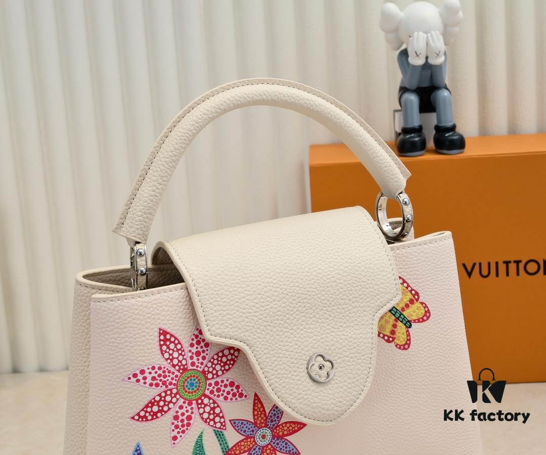 693076186e68136f4d9a6494 Upgraded Version M21756 White LV x YK Capucines Medium Handbag