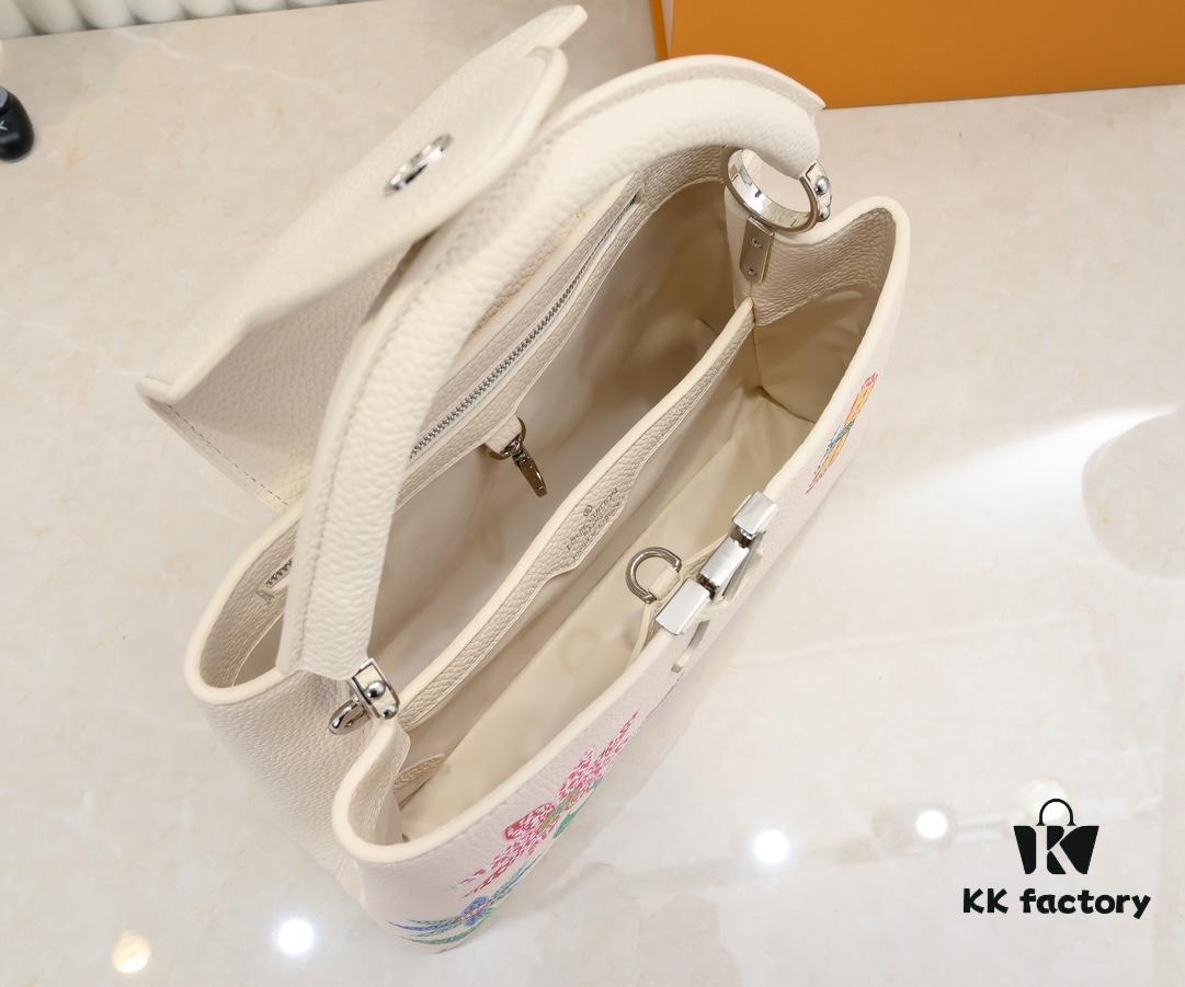 693076196e68136f4d9a6497 Upgraded Version M21756 White LV x YK Capucines Medium Handbag