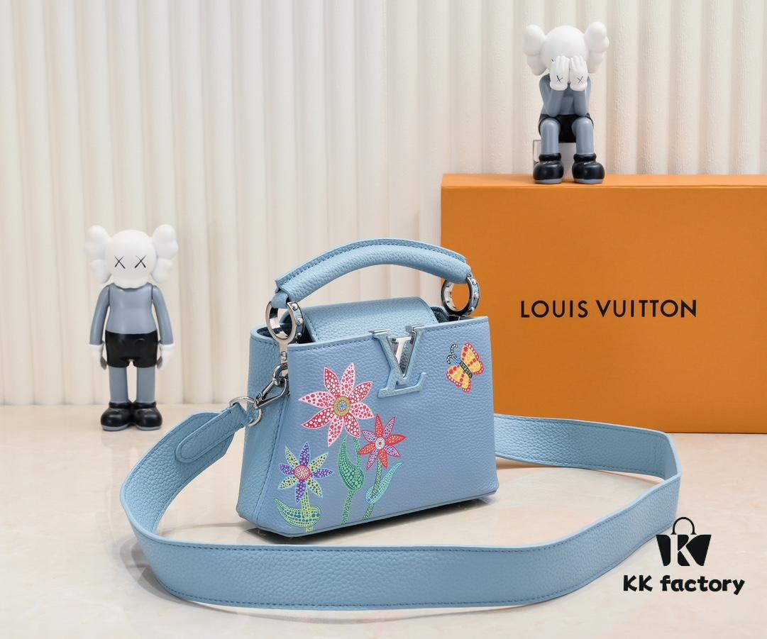 6930761a6e68136f4d9a649a Upgraded Version M21754 Blue LV x YK Capucines Mini Bag