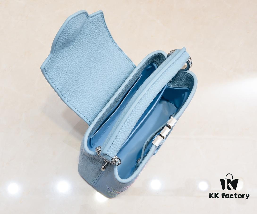 6930761c6e68136f4d9a649f Upgraded Version M21754 Blue LV x YK Capucines Mini Bag