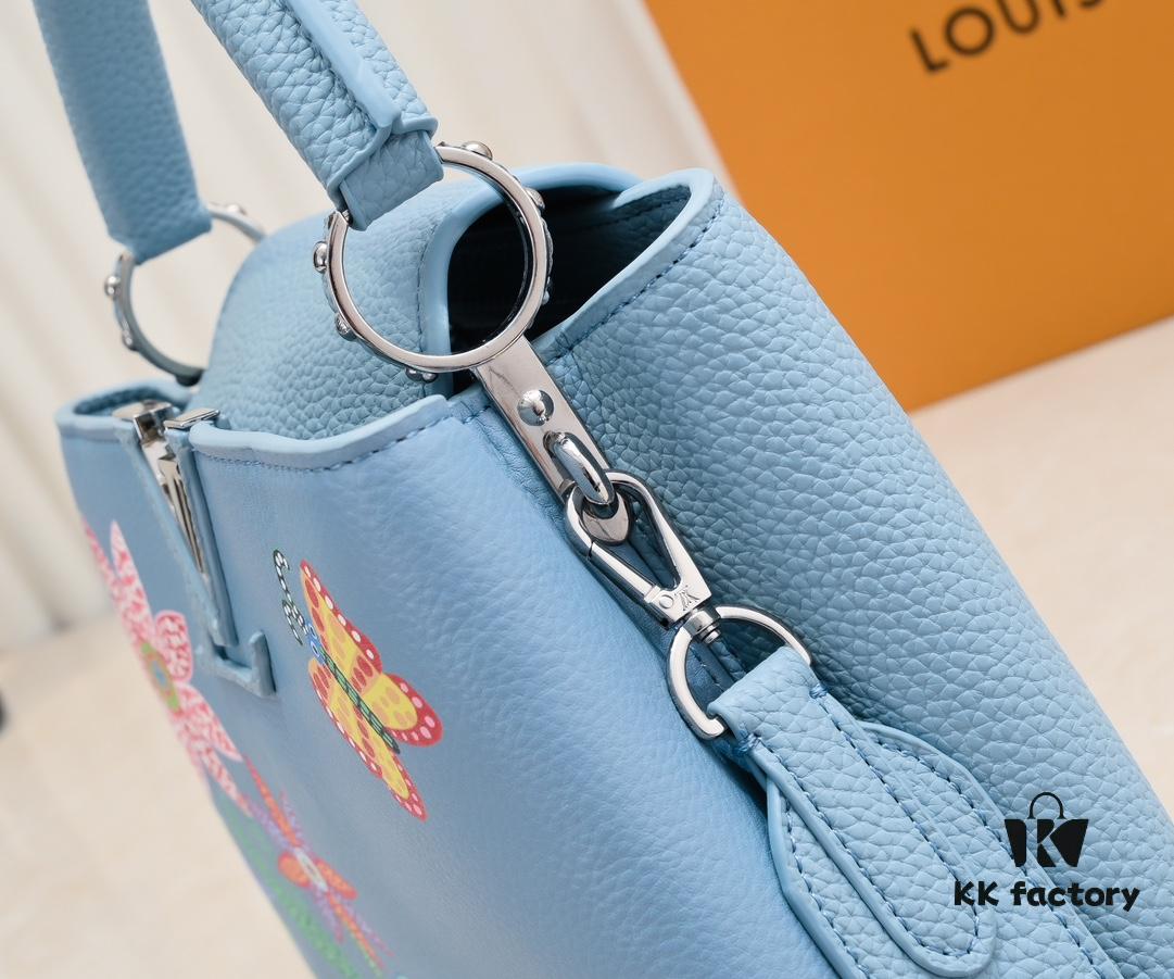 Upgraded Version M21755 Blue LV x YK Capucines Small Handbag