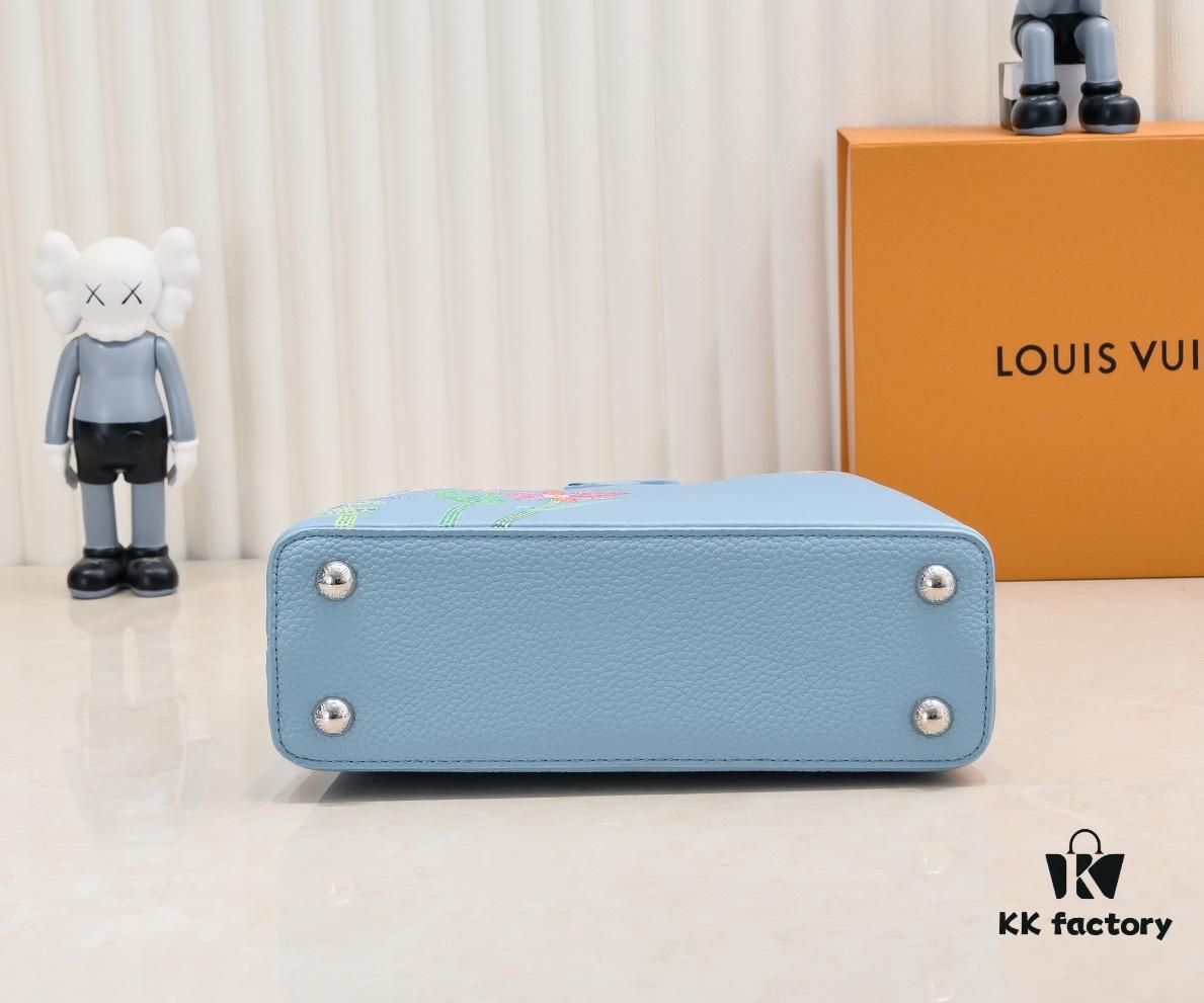 Upgraded Version M21755 Blue LV x YK Capucines Small Handbag