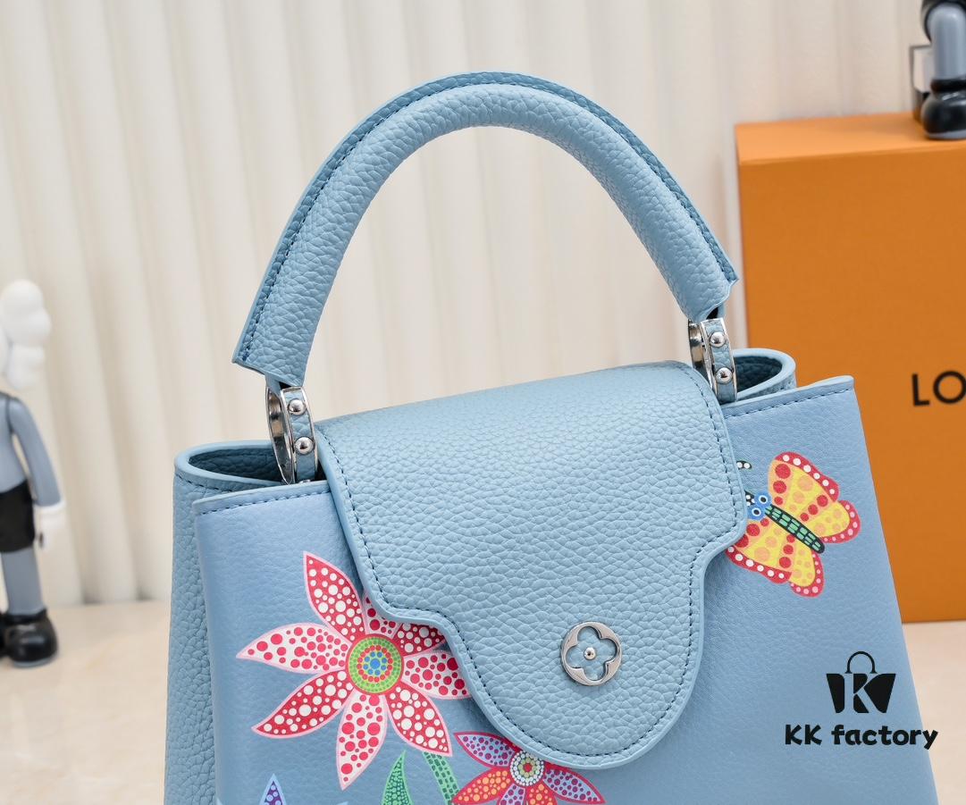 Upgraded Version M21755 Blue LV x YK Capucines Small Handbag
