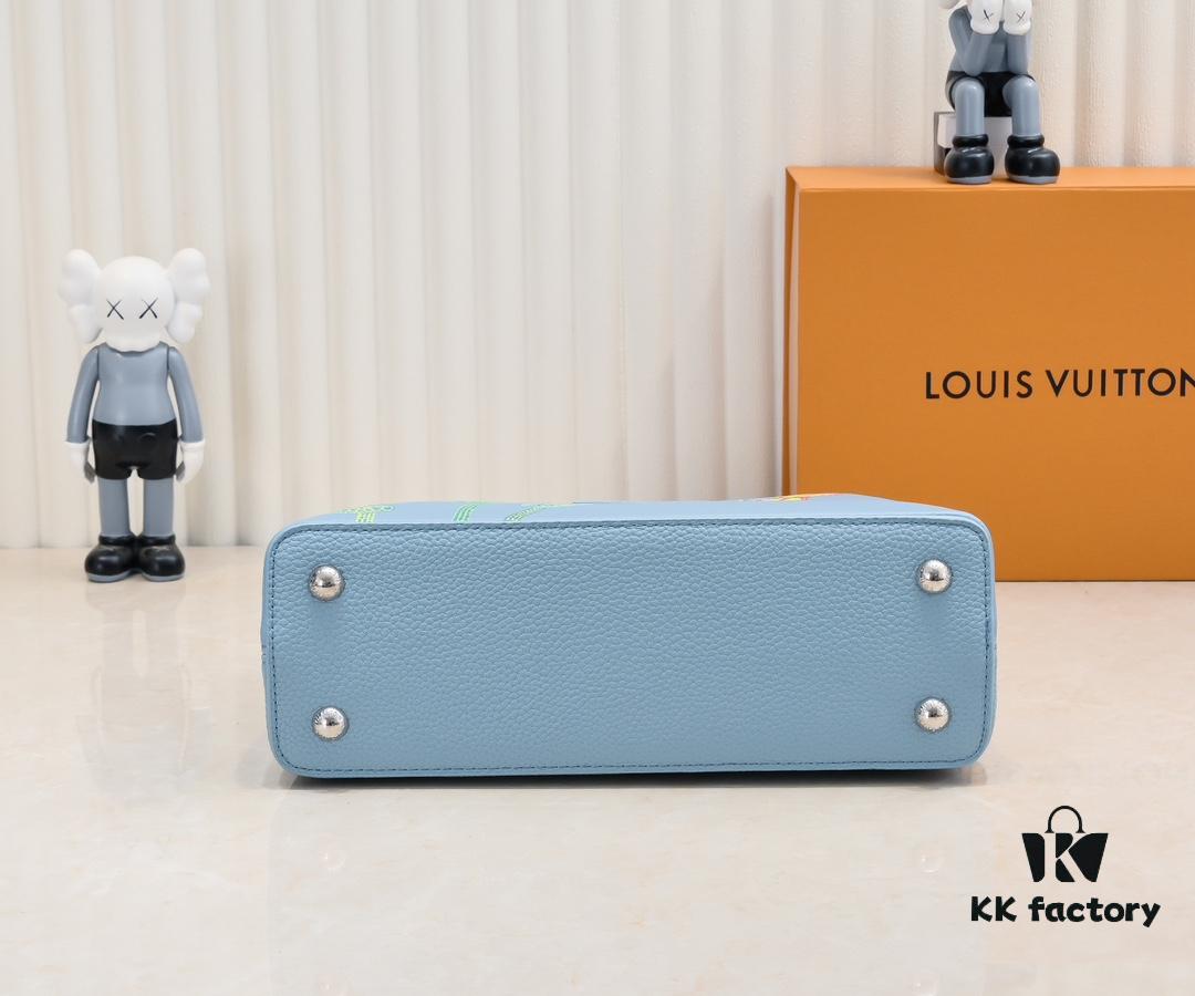 693076226e68136f4d9a64ad Upgraded Version M21756 Blue LV x YK Capucines Medium Handbag