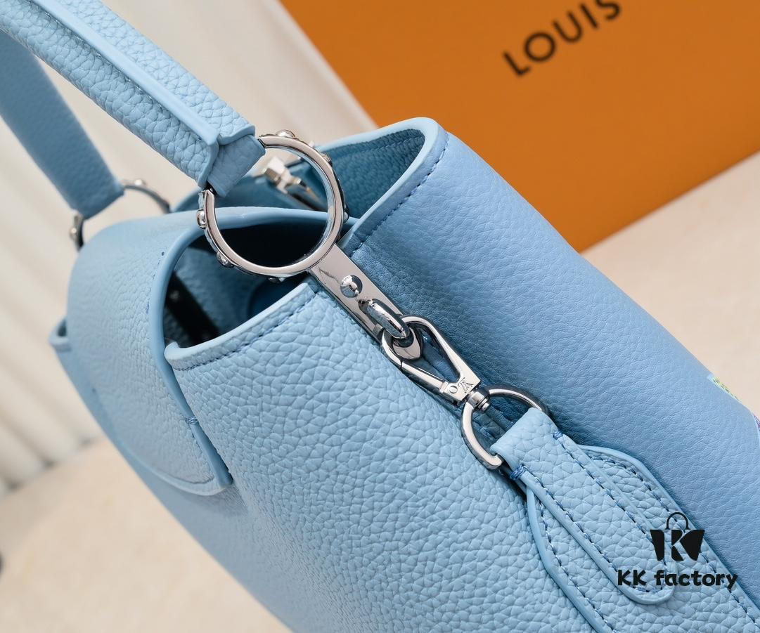 693076226e68136f4d9a64ae Upgraded Version M21756 Blue LV x YK Capucines Medium Handbag
