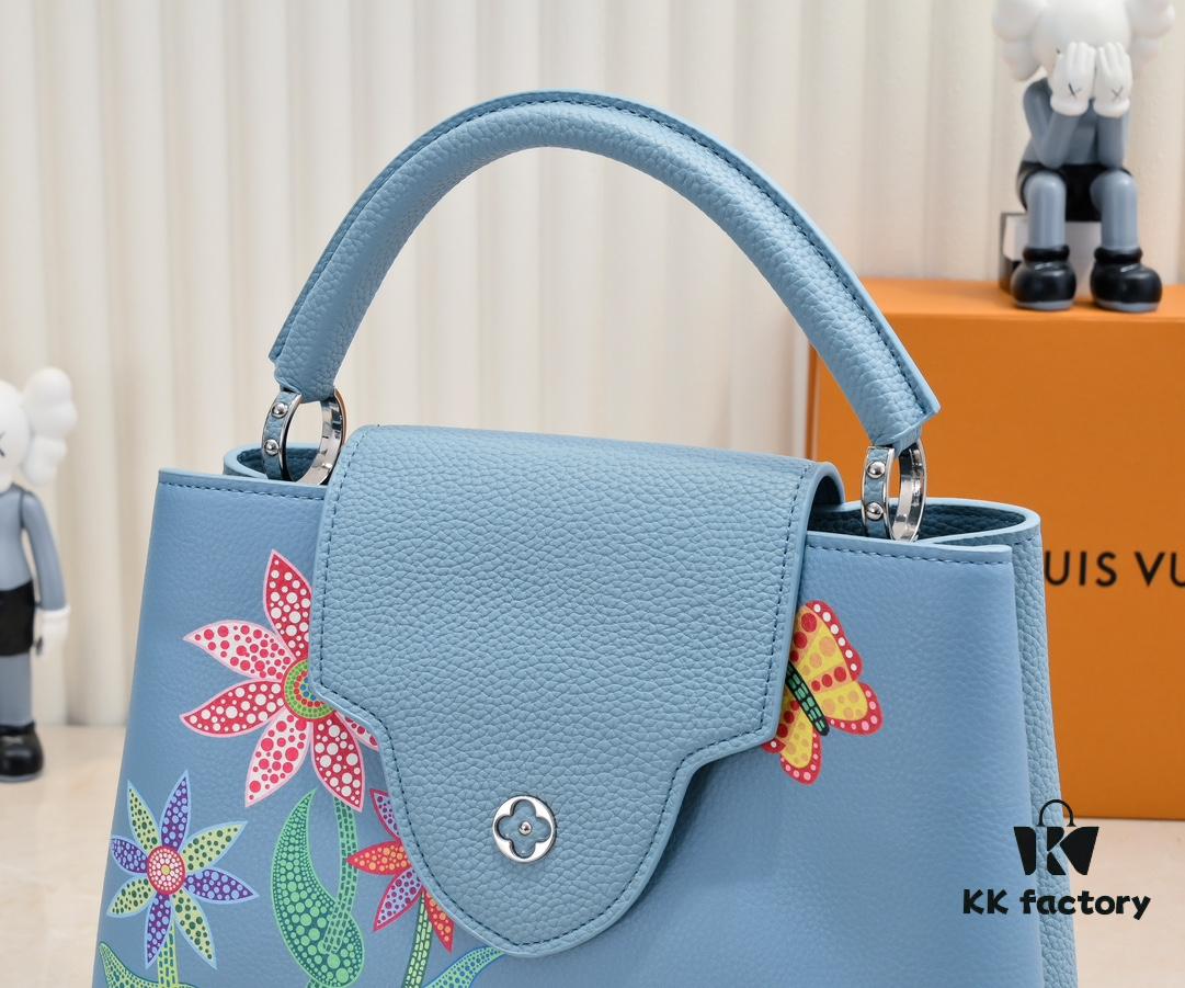 693076236e68136f4d9a64b0 Upgraded Version M21756 Blue LV x YK Capucines Medium Handbag