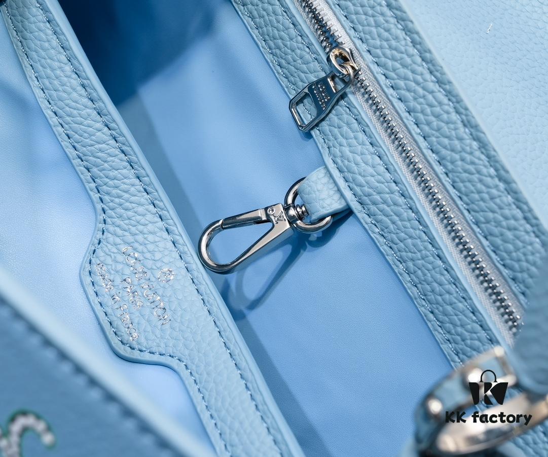 693076236e68136f4d9a64b1 Upgraded Version M21756 Blue LV x YK Capucines Medium Handbag