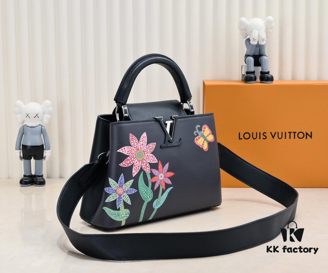 693076286e68136f4d9a64bc Upgraded Version M21755 Black LV x YK Capucines Small Handbag